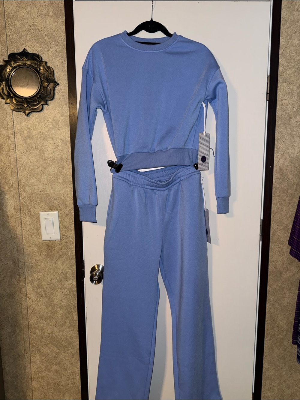 New Mix Women's Wide Leg Two-Piece Set in Periwinkle Blue